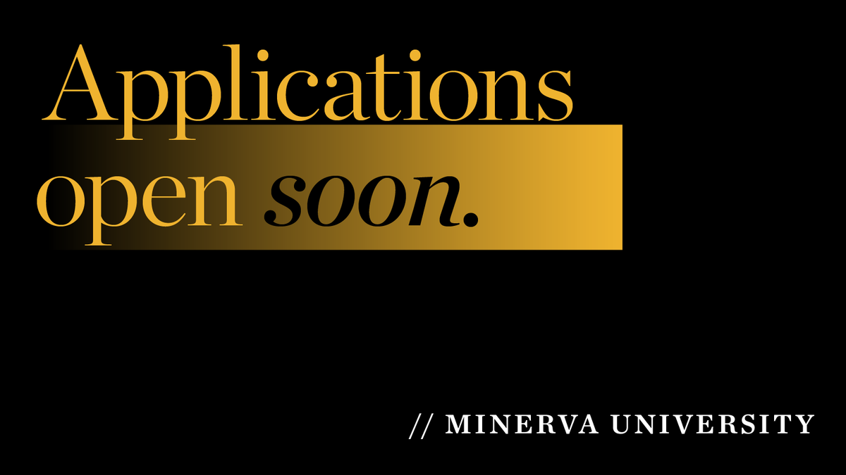 MinervaUni's tweet photo. Are you ready? 

Minerva applications for the undergraduate  #ClassOf2029 are opening soon! Learn more about our unique college experience on our website at the link in our bio and get ready to take the first step toward an unconventional journey with #MinervaUniversity. https://t.co/Qx5y2A3QUD