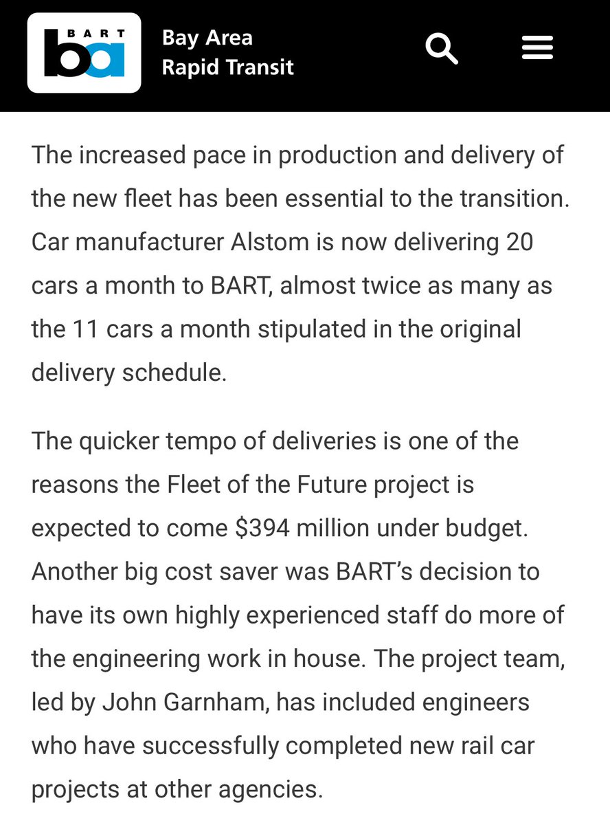 AlecStapp's tweet image. Two simple yet effective ways to reduce transit costs and finish projects ahead of schedule:

1. Buy train cars from European manufacturers who have experience &amp;amp; economies of scale

2. Use in-house engineering expertise rather than outsourcing to McKinsey consultants