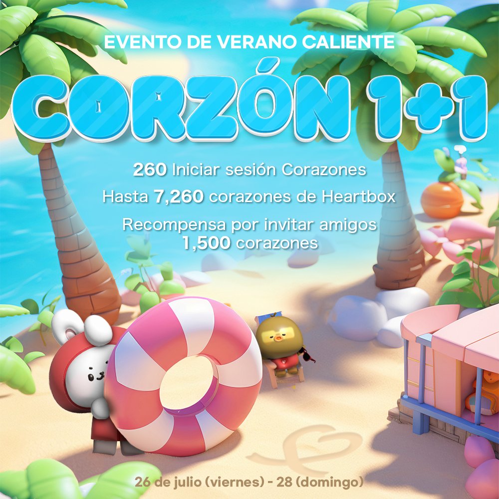 onlyARMYclvote's tweet photo. ♥️ EVENTO CHOEAEDOL

Hot Summer🏖

♟️ 260 Corazones de asistencia.
🎁 Máx. 7260 ♥️ en las  Heart Box.
💕 Promoción de corazones 1+1 
⛽ Doble de corazones en Rewards.
📺 55 Corazones en Video Ads.
👯‍♀️ Invitar a un amigo 1500❤

📅 Del 26 al 28 de Julio https://t.co/z3cNluCRes