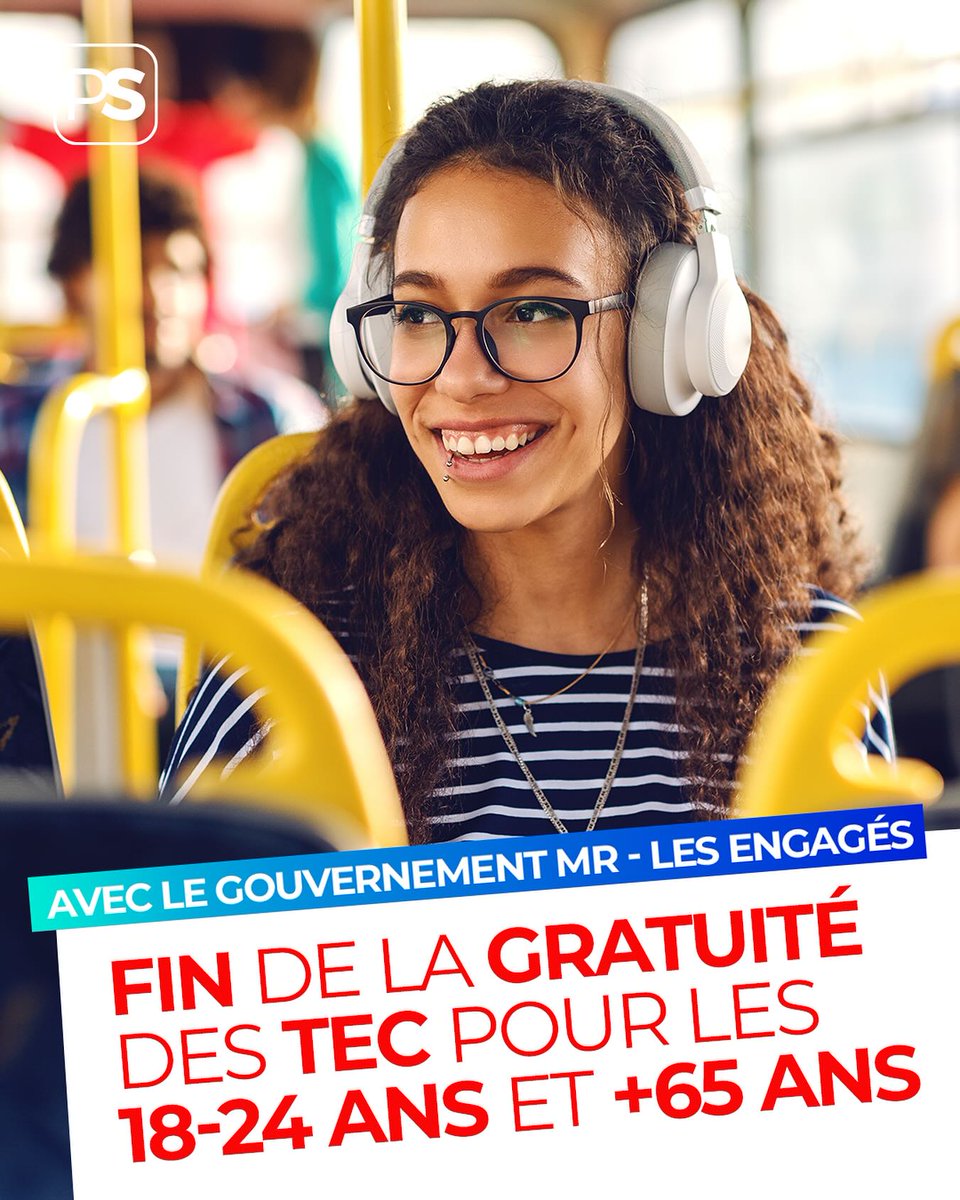 Socialistes_PW's tweet photo. Ce Gouvernement MR - Les Engagés est une menace pour le portefeuille des classes moyennes ! Exemple : La quasi-gratuité des TEC pour les 18-24 ans est en peril. Coût pour ces jeunes : 330€ pour un abonnement annuel au lieu de 12€ actuellement. 🚌 @PSofficiel @christiemorreal https://t.co/N0Abram98U