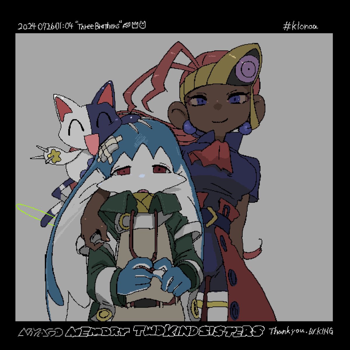 NYAGO__'s tweet image. 『I set up the camera!』
『Come here quickly!』

3, 2, 1……

The three good members are traveling somewhere.
#klonoa
#風のクロノア