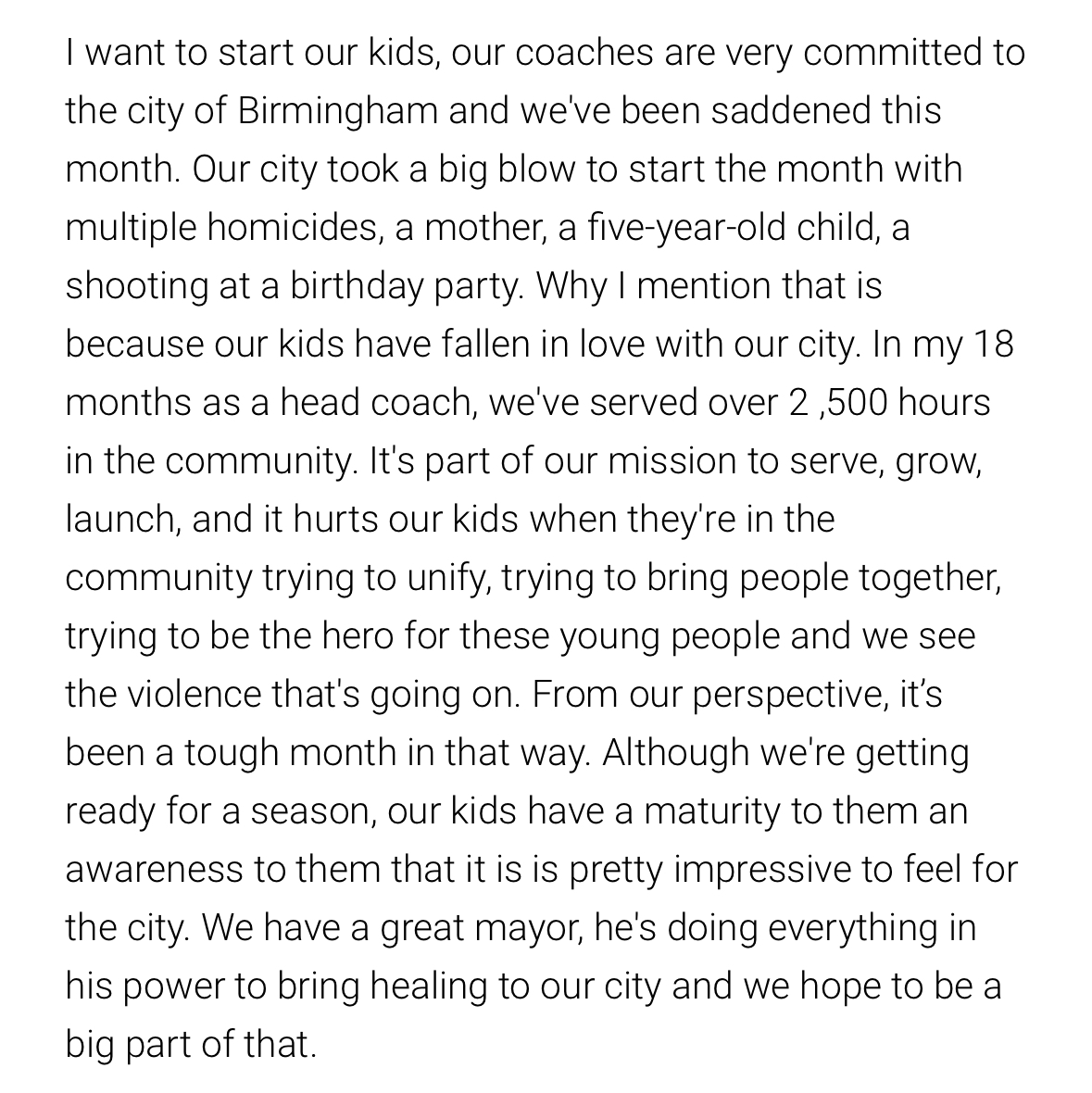Since the spring of 2023, the UAB football team has served more than 2,500 hours in the community. 

We love you, Birmingham 💚💛