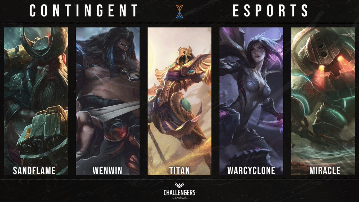 Contingent Esports (@contingentgg) on Twitter photo See y'all in OQ's.🤫🧏♂️
🛡️Top: <a href="/Sandflamelol/">Justin Collin</a>
🌲Jungle: <a href="/lolwenwin/">ethan 🇨🇦</a>
🪄Mid: <a href="/AFrozenTitan/">A Frozen Titan</a>
🏹ADC: @warcyclone1
❤️Support: <a href="/MiraicleLoL/">Miracle</a>
🔄Subs: <a href="/LoLItsERK/">Erk</a> & <a href="/InFlame_lol/">InFlame</a> See y'all in OQ's.🤫🧏♂️
🛡️Top: <a href="/Sandflamelol/">Justin Collin</a>
🌲Jungle: <a href="/lolwenwin/">ethan 🇨🇦</a>
🪄Mid: <a href="/AFrozenTitan/">A Frozen Titan</a>
🏹ADC: @warcyclone1
❤️Support: <a href="/MiraicleLoL/">Miracle</a>
🔄Subs: <a href="/LoLItsERK/">Erk</a> & <a href="/InFlame_lol/">InFlame</a>