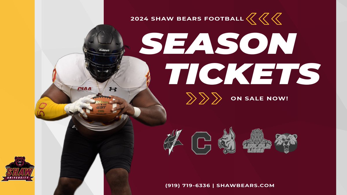 ShawBears's tweet image. Lock in your seats for the 2024 season including all five home games.

#BearWithUs | #ShawU