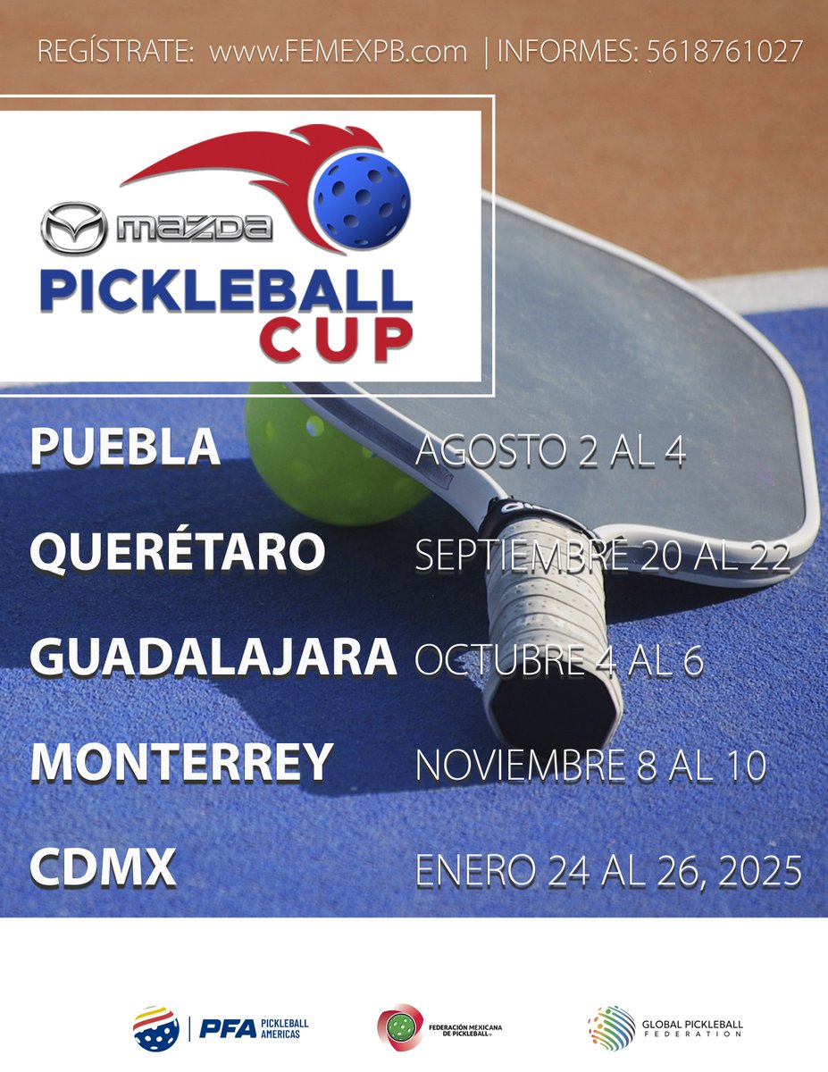 Imagen_Mx's tweet photo. 💥 Comienza tu viaje en este emocionante deporte...Mazda Pickleball Cup
¿Te gustan los desafíos? ¿Eres competitivo y estratégico?
Inscríbete en https://t.co/q4v1DQ83KQ o por whatsapp al 5618761027
@MazdaOficial
#Modosport
#vivimosenmodosport
#somospickleball https://t.co/zG6FmxjFUz
