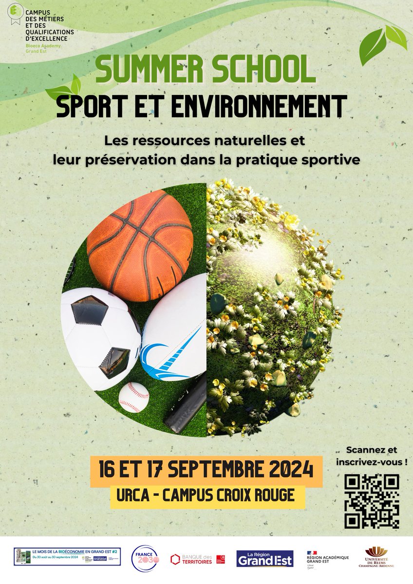 CmqBioeco's tweet photo. 🌱👟 𝗦𝘂𝗺𝗺𝗲𝗿 𝗦𝗰𝗵𝗼𝗼𝗹 #𝗦𝗽𝗼𝗿𝘁 𝗲𝘁 #𝗘𝗻𝘃𝗶𝗿𝗼𝗻𝗻𝗲𝗺𝗲𝗻𝘁 #mbge
💡 Réservez votre place, c'est ouvert à tous : https://t.co/1FV6aBbDXZ
@regiongrandest | @RA_GrandEst | @universitereims | @LBSportLoisir | @FairPlay4Planet | @ANESTAPS
👇 Un programme riche ! https://t.co/rymJEuO2JO
