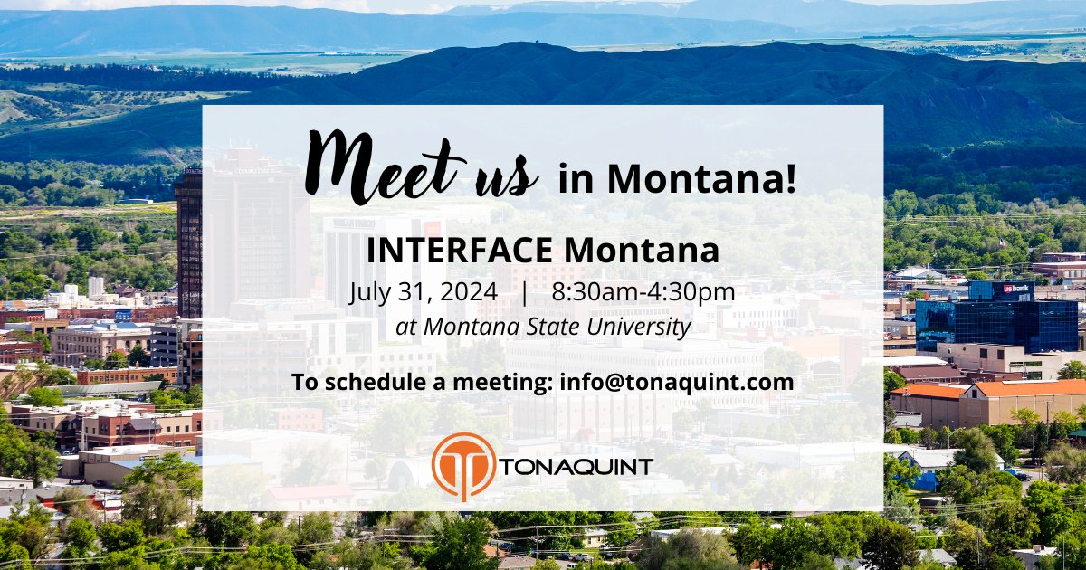 ValorC3_DC's tweet image. 🌟 The Tonaquint team is headed to Montana for #INTERFACE2024! 

Meet us at #INTERFACEMontana on July 31st from 8:30 am to 4:30 pm at Montana State University. 

Email to schedule a meeting with our team members, Sarah Lagan and Craig Nelson: info@tonaquint.com

#datacenters #AI