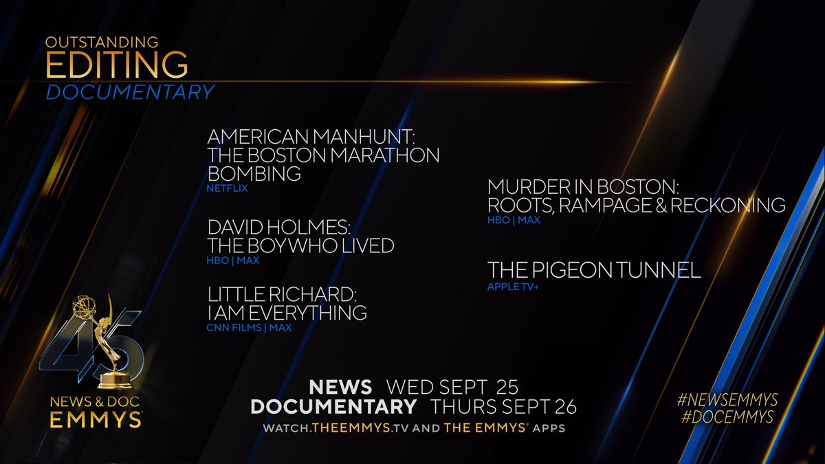 The #NewsEmmys and #DocEmmys Nominees for Directing and Editing are: