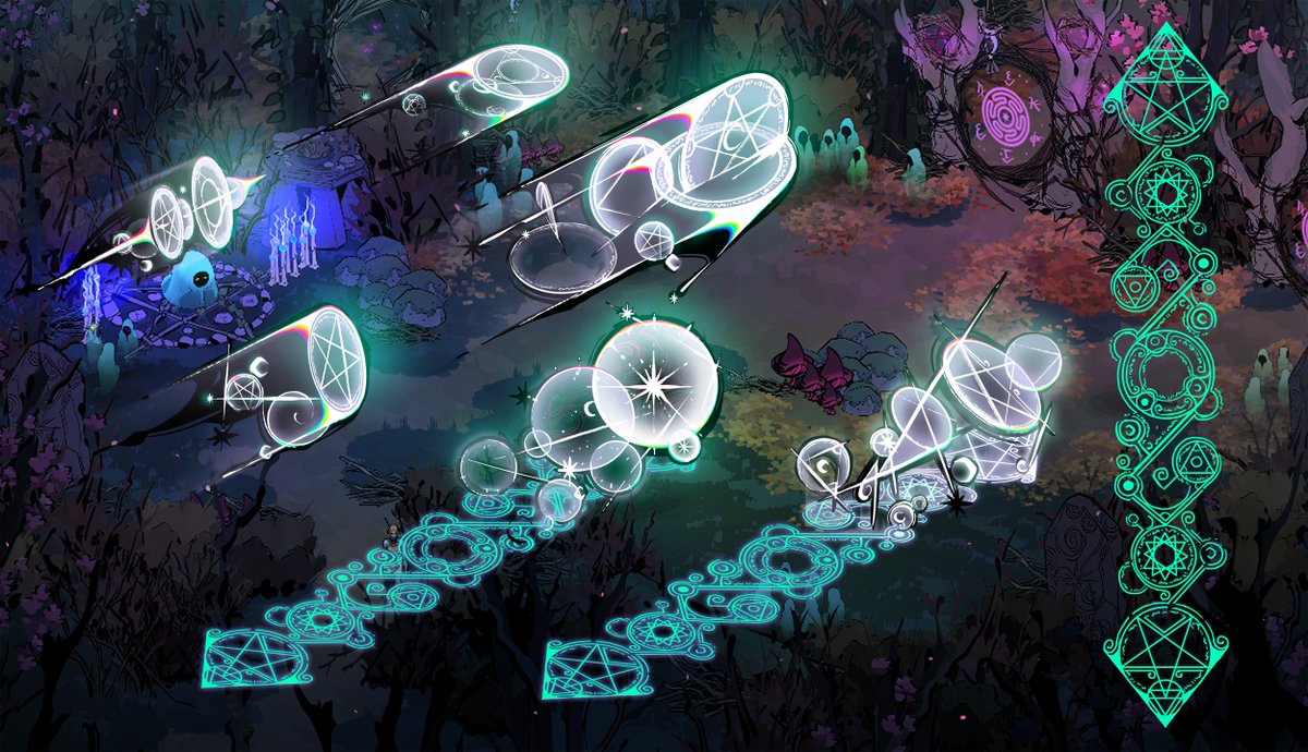 SpencerWan's tweet image. I forgot to mention I actually did some work on #Hades2 this time. Here are some concepts I made for the witchcraft and a couple of the boons.