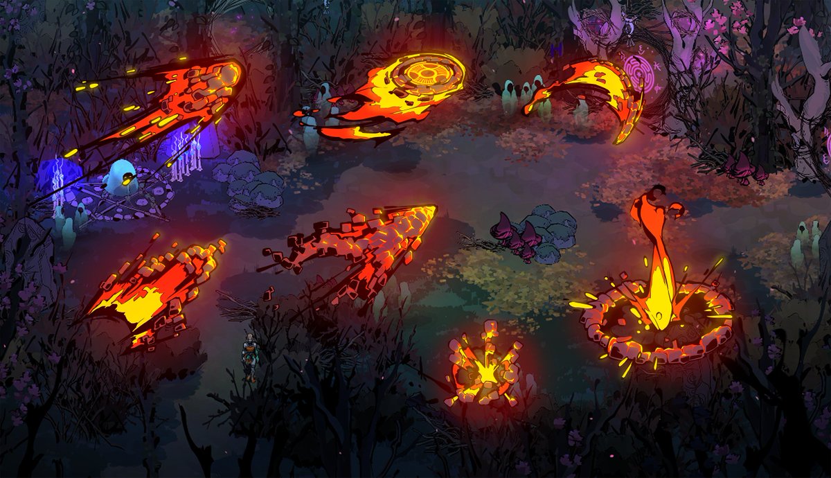 SpencerWan's tweet image. I forgot to mention I actually did some work on #Hades2 this time. Here are some concepts I made for the witchcraft and a couple of the boons.