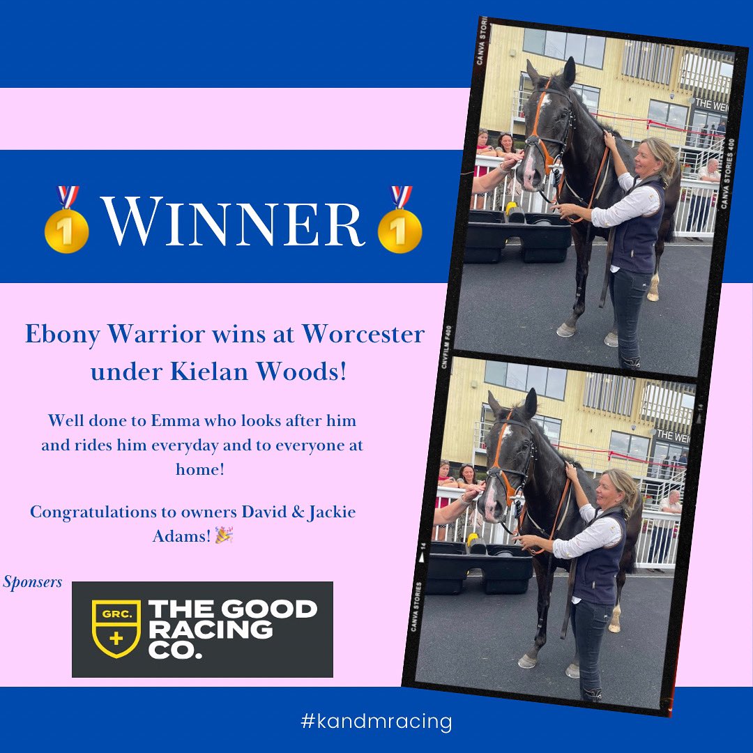 kandm_racing's tweet photo. Ebony Warrior gets off the mark @WorcesterRaces 🥇🎉

#kandmracing #winner https://t.co/DzB4kxBA8H