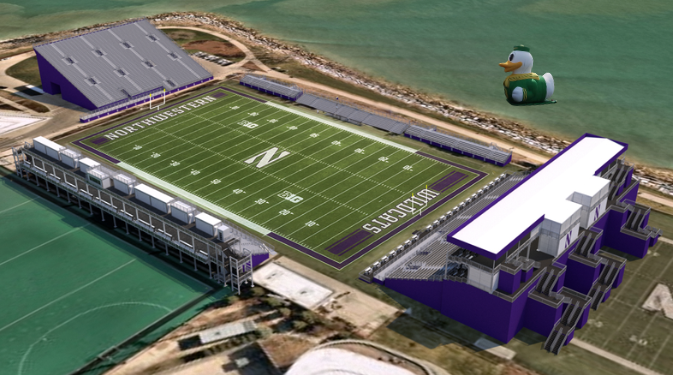 KwadeSays's tweet photo. Northwestern's Temporary Stadium https://t.co/Pd7d8Yq66b