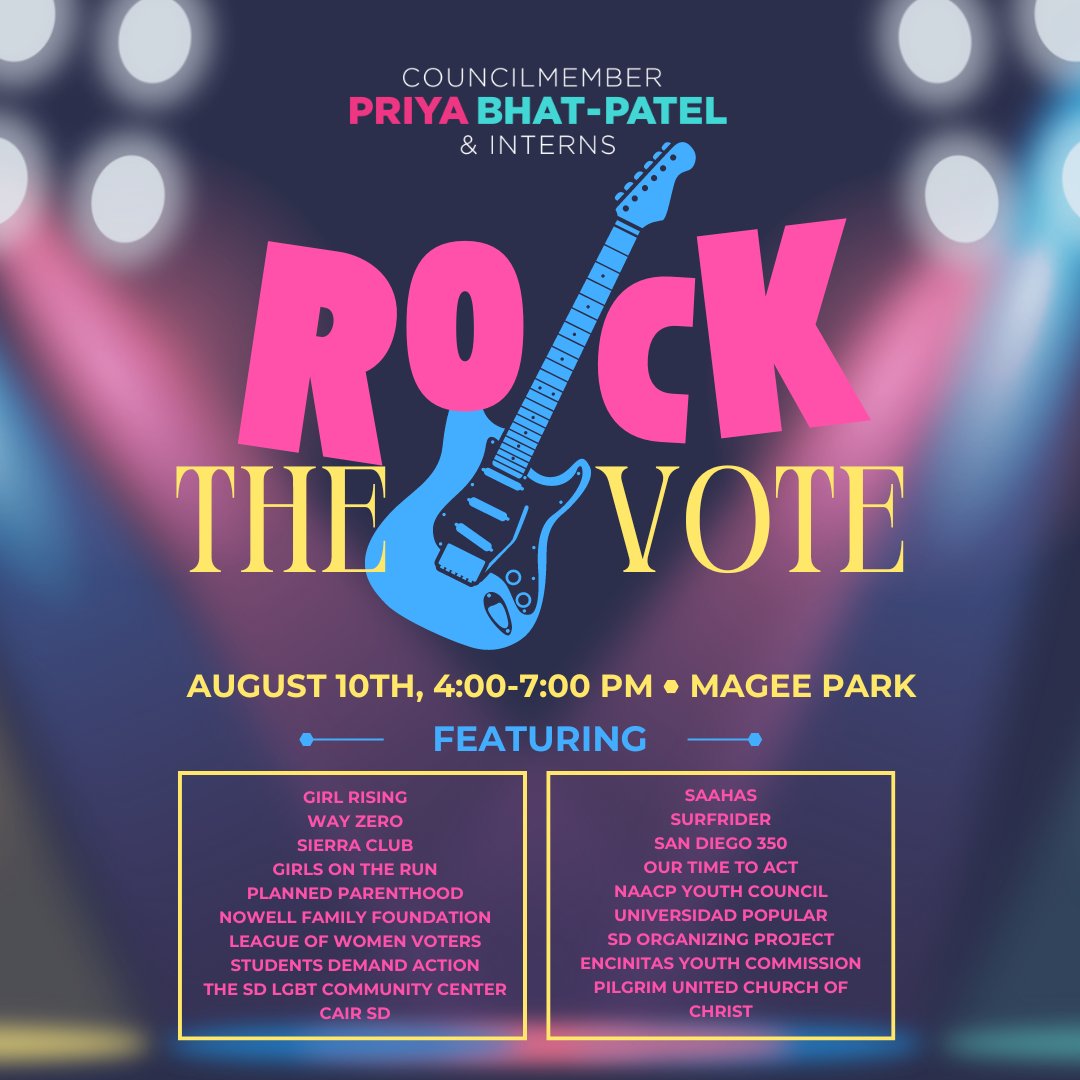 priyabhatpatel's tweet image. Rock the Vote has a great lineup of #SanDiegoCounty based civic organizations! Come chat w/them to learn more &amp;amp; to see how your vote makes a difference in the work that these organizations are putting in. There may be more added so stay tuned! 

#RockTheVote #YouthVote #Carlsbad