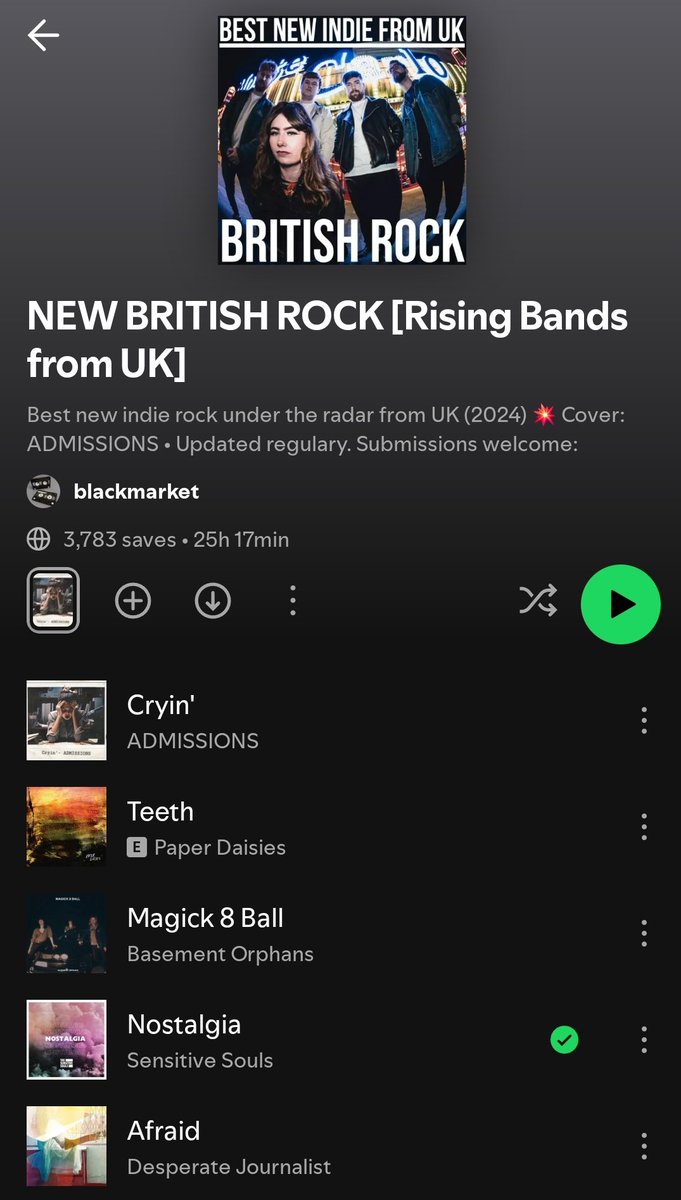 The Sensitive Souls (@sensitivesouls) on Twitter photo Nostalgia added to "New British Rock" 
open.spotify.com/playlist/47MSX⦠Nostalgia added to "New British Rock" 
open.spotify.com/playlist/47MSXβ¦