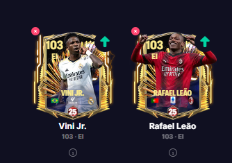 FcFIFA661231's tweet photo. NECESITO AYUDA! cual d estos van mejor IN GAME? Leao cuesta unos 50M menos q Vini, pero me gustaría saber sus recomendaciones d quien d los 2 valen la pena y me pueda ir mejor. https://t.co/WjpbGvdhdi