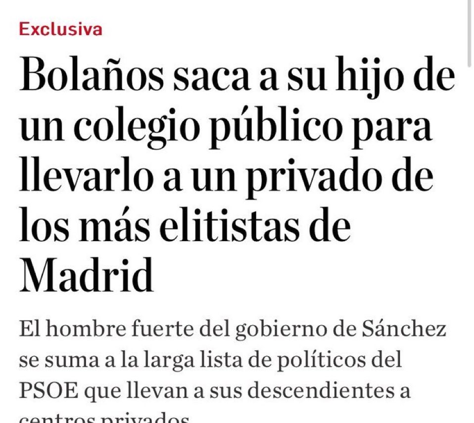 SrLiberal's tweet photo. 🔴Los socialistas quieren que tú lleves a tus hijos a uno público con Mohamed y Kevin, y clases impartidas por una charo con carnet del PSOE, que ellos llevan a los suyos a uno elitista y bien lejos del vulgo. https://t.co/J16clTH7pK