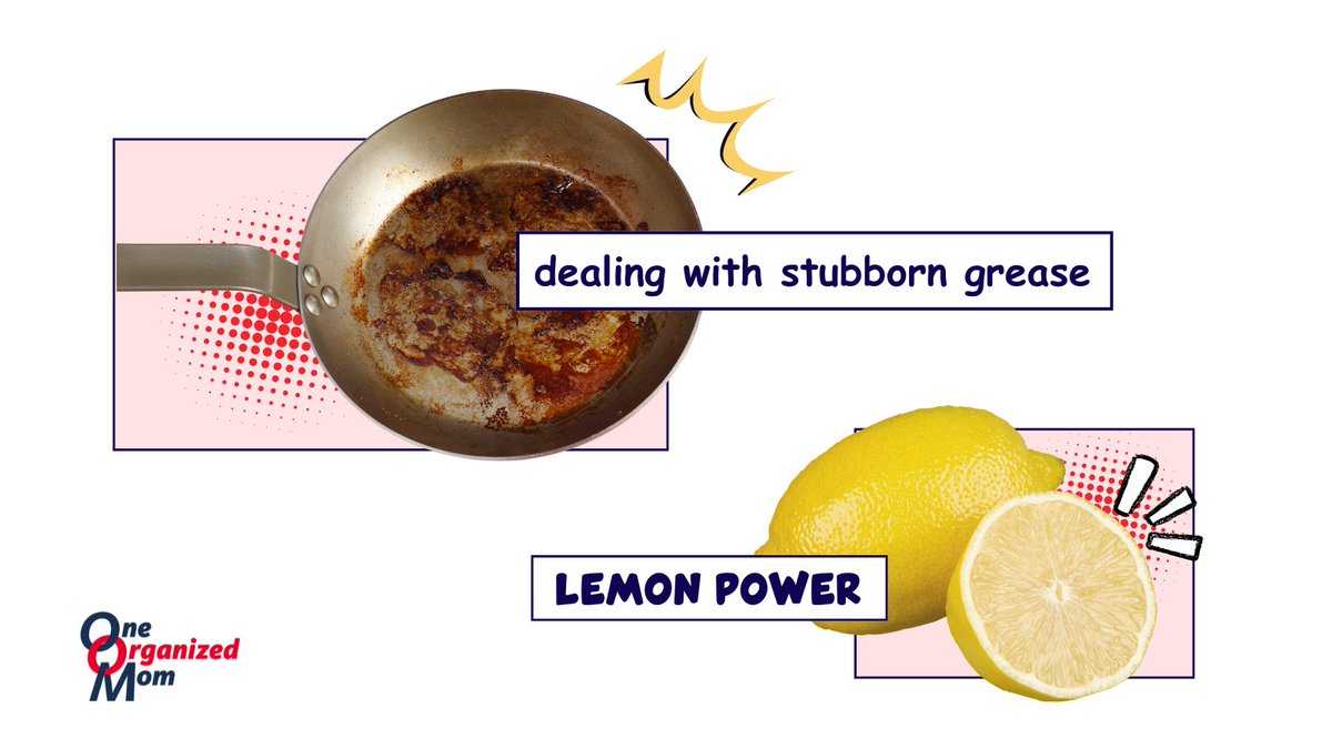 oneorganizedmom's tweet image. To keep pots and pans clean, slice a lemon in half, dip the cut side in salt, scrub tough stains with lemon, let citric acid and salt break down grease, rinse, and wipe clean.

bit.ly/3QGAf8H

#lemon #lemonhacks #lemontips #potsandpans #grease #oneorganizedmom