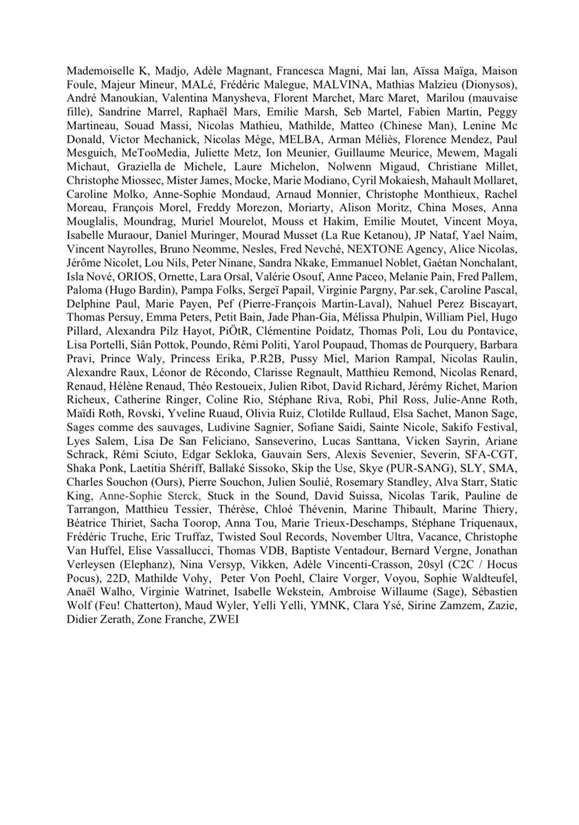 JFGuyot's tweet photo. Près de 600 artistes, dont #Angèle, Juliette #Binoche ou Virginie #Despentes, interpellent dans une lettre ouverte jeudi le milliardaire Vincent #Bolloré au sujet de ce qu'ils qualifient d'"éviction" de #Zaho de #Sagazan des médias de son groupe, Europe 1, Europe 2 ou RFM (#AFP) https://t.co/y5gt6YYC0t
