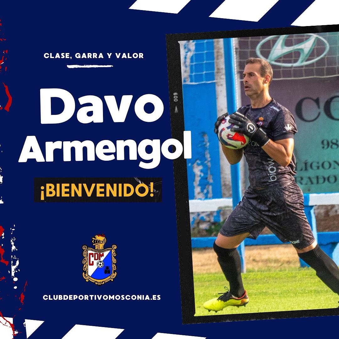 📝 Fichaje |  ¡Bienvenido al Mosconia, <a href="/DavoArmengol/">David armengol</a>! 🫡

🧤 Un refuerzo de lujo, junto a Javi Delgado, con el que cerramos la portería para la temporada de nuestro regreso a Tercera División🔝