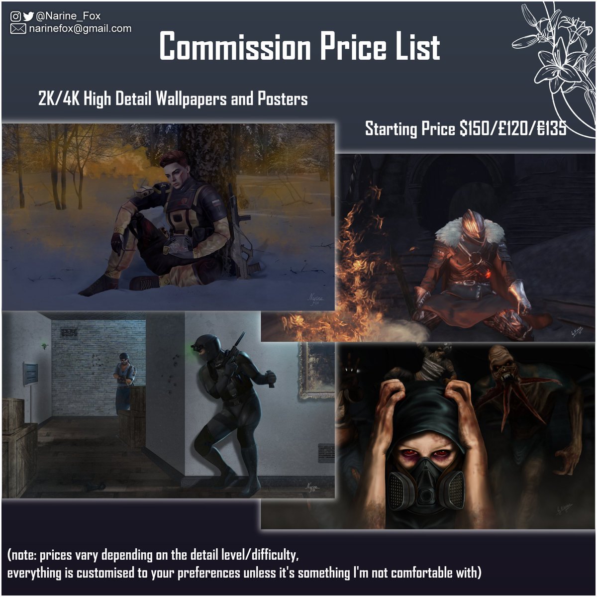 Narine_Fox's tweet photo. It's been a long time since I've had my commissions open, and I'm happy to announce that I'm fully open to work with your ideas again! Wallpapers, posters, portraits, characters, tattoo designs and more, let's be creative together ❤️ https://t.co/ZvsYcDdxU9