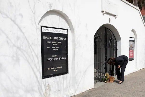 KevinDSack's tweet photo. The future Democratic nominee paying respects at Mother Emanuel in 2019. https://t.co/nbx0C5y0t9
