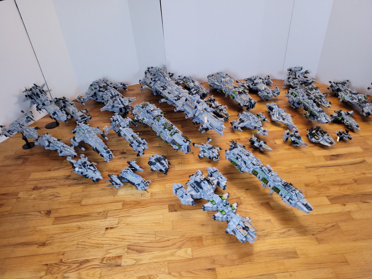 Full Fleet Shot as of September 2023- Can’t believe I took these almost a year ago. No surprise, its even bigger now but my poor house is still the same size. A few of these have been taken apart  but most are still around. @snapships #toys #lego #moc #tabletop #spaceship