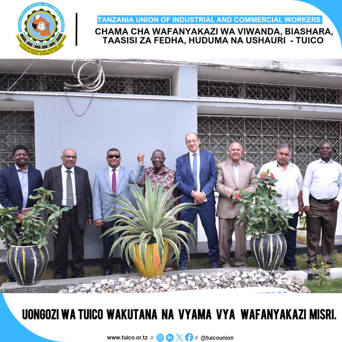 TuicoUnion's tweet photo. Vyama vya Wafanyakazi wa Nchini Misri kutoka sekta ya ujenzi na Nishati na CJA Migodi watembelea TUICO na kufanya mazungumzo 
wamekukubaliana kuwa na mpango wa kutembeleana Tanzania na Misri ili kubadilishana uzoefu. Mapango huo utaanza  baada ya kusaini Makubaliano  Agosti, 2024 https://t.co/jb5F57Js2O