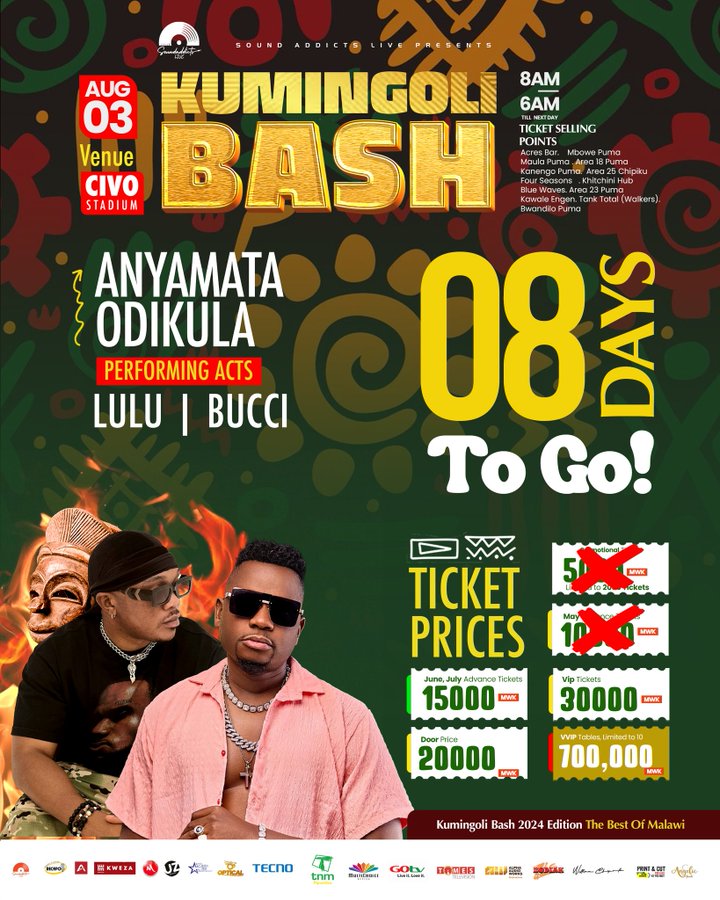 TibrahMw's tweet photo. Ife nde tagula kaletu!!!

📅 03 August 2024 at  Civo stadium

🎟️ Standard Ticket 15K
🎟️ VIP Ticket 30K

#CivoStadium 
#03August 
#KumingoliBash
#GetYourTicketNow https://t.co/FmPEffL6Up