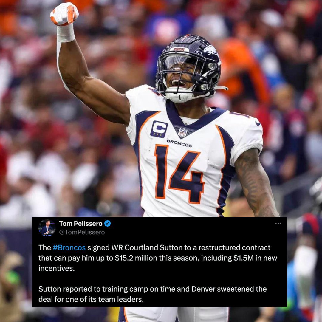 guerillasports's tweet photo. The Denver Broncos have signed Courtland Sutton to a restructured contract.
Via: @TomPelissero
#NFL #DenverBroncos #BroncosCountry #NFLHighlights #FootballNews #BroncosNews #FootballInterviews #NFLPressConferences #BroncosPressConferences #NFLPodcasts #BroncosPod https://t.co/coMdVdZnHb