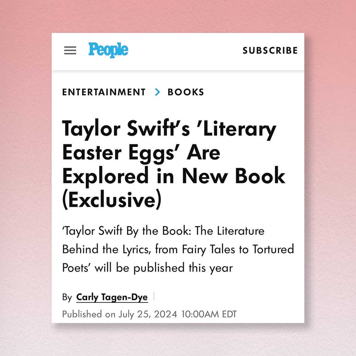 quirkbooks's tweet photo. The cover for TAYLOR SWIFT BY THE BOOK by @RachelFederDU and @tifftates is here, revealed exclusively on @people! 💌

This guide will turn anyone from a Taylor Swift lover into a Taylor Swift scholar. Preorder now!

Cover art: Bethany Mannion, cover design: Elissa Flanigan. https://t.co/emegAx5zVF