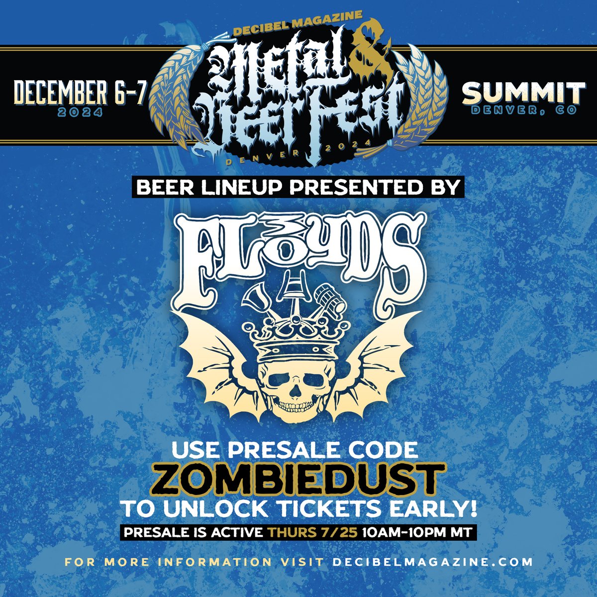 The <a href="/3floyds/">3 Floyds Brewing</a>  Presale for Metal &amp; Beer Fest: Denver at <a href="/SummitDen/">Summit Denver</a> is *live* !!!

Ascend to #DarkLord status and grab a 'Metal &amp; Beer' ticket for unlimited sampling from our beer menu, proudly presented by craft brewing institution 3 Floyds Brewing (IN)!

decibelmagazine.com/events/decibel…