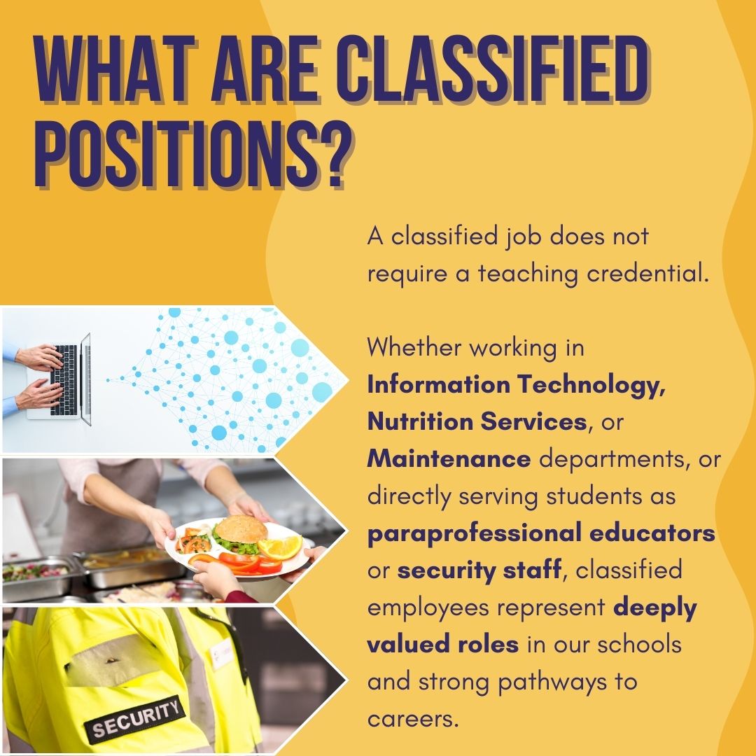CADeptEd's tweet photo. Are you a #Classof2024graduate looking for work? Did you know a classified position does not require a teaching credential? Come to work at our schools!
Email WorkinCASchools@cde.ca.gov get started. https://t.co/GEWfci2ygW