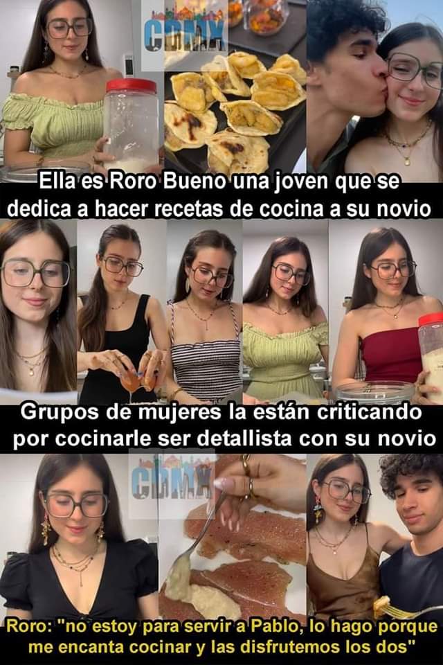 contactonews1's tweet photo. 🇪🇸 Feministas acusan de ultraderechista a la tiktoker tradwife Roro Bueno por cocinar para su novio.
#RoroTeam
#TENDENCIA https://t.co/UYPobwLene
