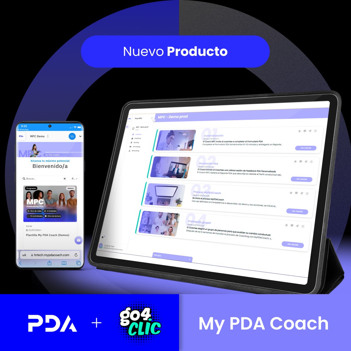 Junto a Go4clic, lanzamos My PDA Coach: una plataforma revolucionaria que fusiona lo mejor de la #Neurociencia y la #CienciaConductual. ⚡

🔗 ¿Te intriga el aprendizaje basado en la neurociencia? Únete a nuestro #WebinarGratuito aquí: acortar.link/CZxOQm

#RevoluciónHR