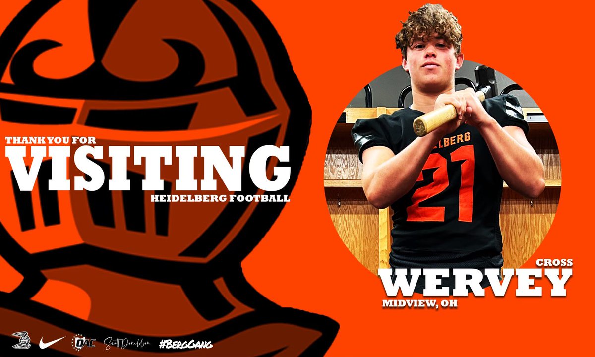 Cross wervey (@cwervey21) on Twitter photo After an amazing visit and conversation with <a href="/Coach_Donaldson/">Scott Donaldson</a> I am extremely blessed to say I have received an offer from <a href="/BergFootball/">Heidelberg Football</a> !! <a href="/CoachJakubcin/">Branden Jakubcin</a> <a href="/MidviewStrength/">Midview Strength</a> <a href="/Middie_Football/">Midview Football</a> After an amazing visit and conversation with <a href="/Coach_Donaldson/">Scott Donaldson</a> I am extremely blessed to say I have received an offer from <a href="/BergFootball/">Heidelberg Football</a> !! <a href="/CoachJakubcin/">Branden Jakubcin</a> <a href="/MidviewStrength/">Midview Strength</a> <a href="/Middie_Football/">Midview Football</a>