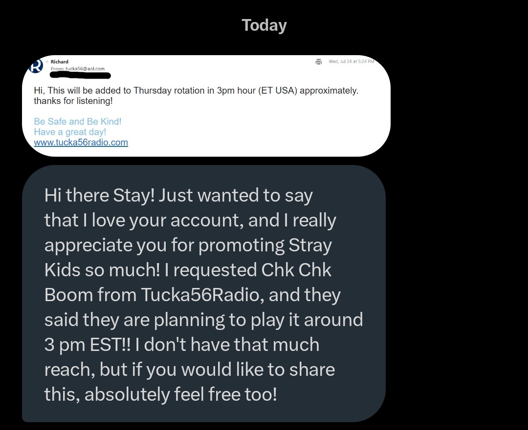 0325home's tweet photo. US STAY, if you can, please tune into Tucka56Radio during the 15:00 hour today to catch Chk Chk Boom/thank them for playing it. An increase in listeners + positive feedback about it specifically at around that time could encourage them (and others) to keep it in their rotation. https://t.co/CTOHqVvfoh