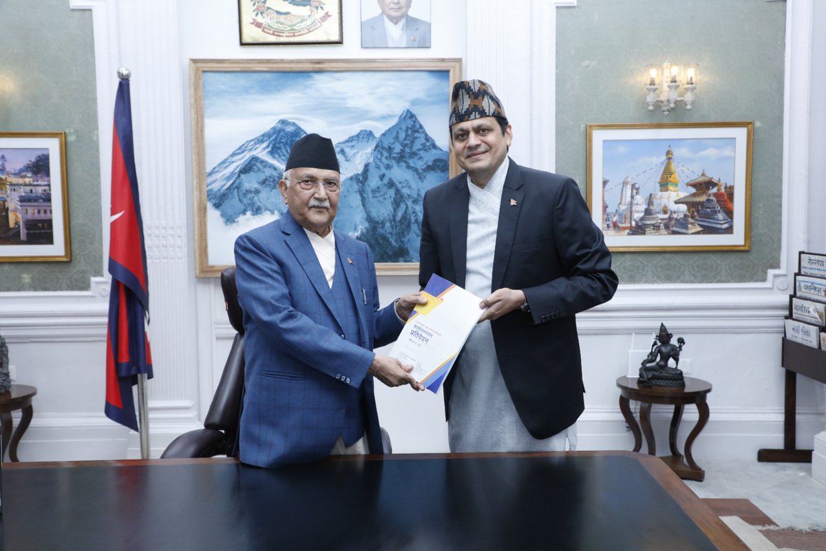 Investment Board Nepal CEO, Mr. Sushil Bhatta submits Performance Contract Report (FY 2080/81) to Rt. Hon. Prime Minister &amp; Chairperson of the Board, Mr. KP Sharma Oli, today. Receiving the Report, Rt. Hon. PM underlined the urgency of enhancing PPP in infrastructure development.
