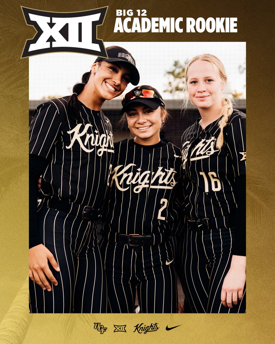 UCF Softball (@ucf_softball) on Twitter photo They hit the ground running in year 1⃣‼️
Big congrats to <a href="/SamanthaDelhoyo/">Samantha Delhoyo</a>, @SamanthaRey2023 and <a href="/StrottKiley/">Kiley Strott</a> for being named to the Academic All-Big 12 Rookie Team! 📚🥎
📰 ucfknights.com/aab12rt They hit the ground running in year 1⃣‼️
Big congrats to <a href="/SamanthaDelhoyo/">Samantha Delhoyo</a>, @SamanthaRey2023 and <a href="/StrottKiley/">Kiley Strott</a> for being named to the Academic All-Big 12 Rookie Team! 📚🥎
📰 ucfknights.com/aab12rt