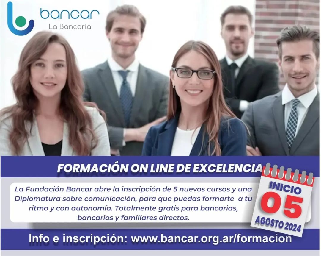 #Cursos

💻 La <a href="/FundacionBancar/">Fundación Bancar</a> abre la inscripción de los nuevos cursos a partir de Agosto.

Informes e inscripción 👉🏻 bancar.org.ar/formacion/