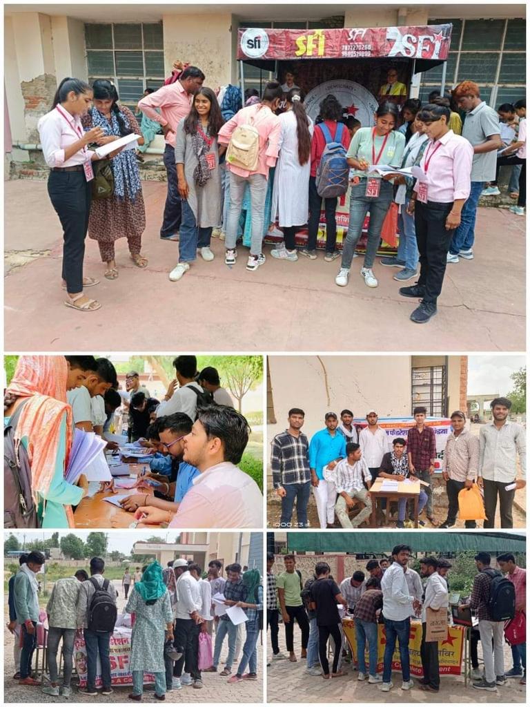 SFIRajasthan's tweet photo. प्रदेशभर में प्रथम वर्ष के प्रथम सेमेस्टर में प्रवेश लेने वाले नवआगमन्तु विद्यार्थियों के लिए प्रवेश सहायता शिविर सरकारी महाविद्यालयों में SFI के इकाइयों द्वारा लगाया जा रहा हैं
आपकी सहायता में @SFIRajasthan तत्पर हैं
#JOIN_SFI @manphoolsaran7 @SubhashJakhar_ @SFI_CEC @tribhuvun https://t.co/thNt9hUoGq