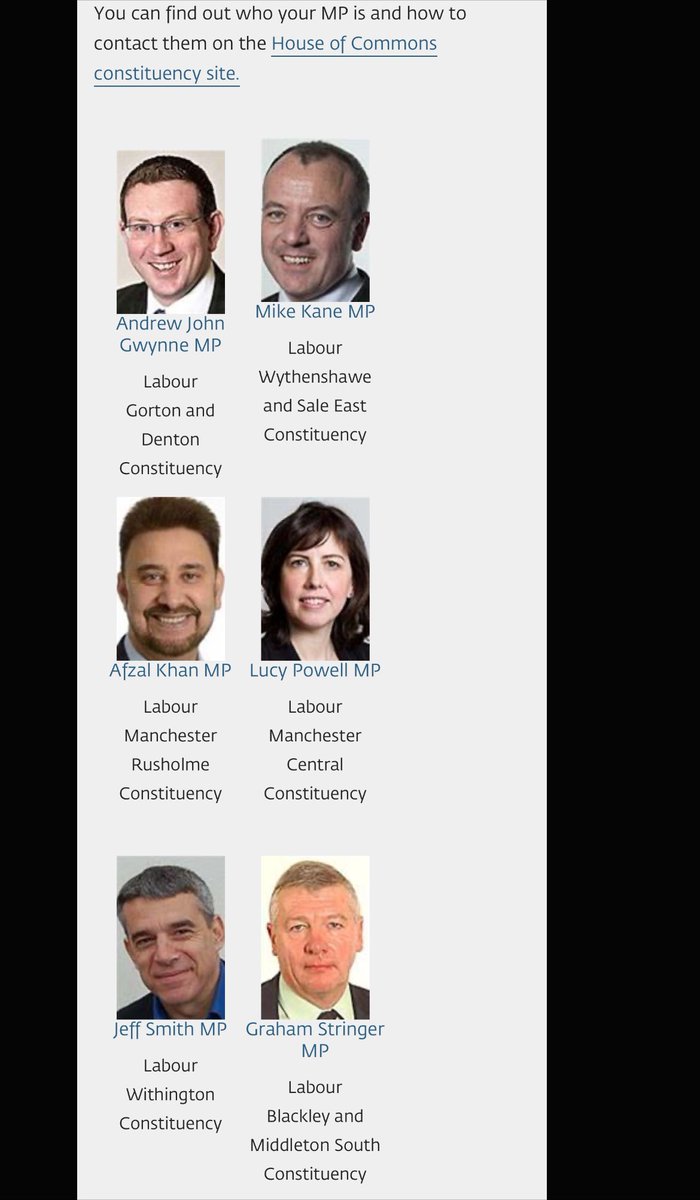 haplesscats's tweet photo. All of the MPs serving Manchester. Not one of them is the well known racist and shit stirrer Lee Anderson. So why did the BBC interview him about the horrific incident at Manchester Airport? Why are the BBC journalistic standards so low? https://t.co/loOAdKAAwo