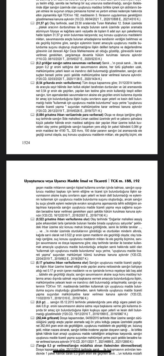 yazar__polat's tweet photo. Hangi uyuşturucu madde ne miktarda olursa ticaret suçunu oluşturur ? 

Uyuşturucu madde miktarının suç vasfının belirlenmesine etkisi:

Yargıtay uygulaması ⬇️

Kaynak: Halil Polat, Ceza Yargılamasında Avukatın Pratik El Kitabı, 2. Bsk., s.1523 vd. https://t.co/TvJuxLBMYL