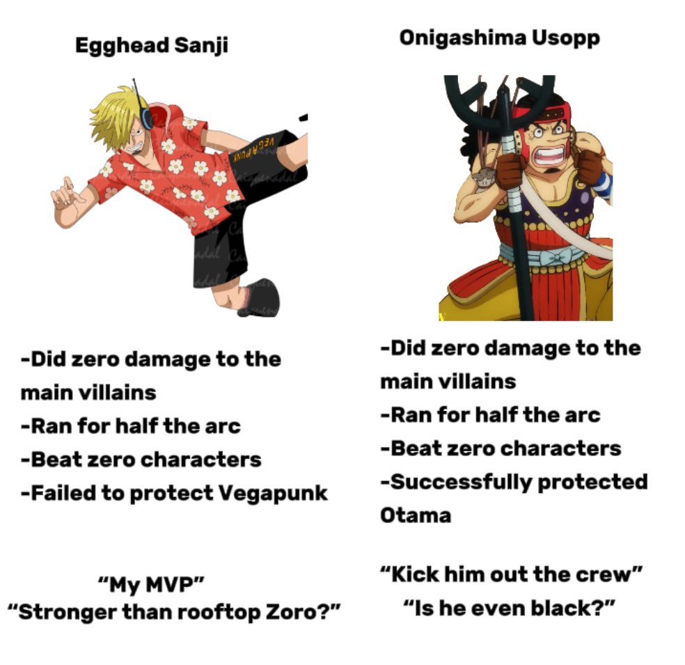 eric_am9's tweet photo. Sanji “nice performance” vs Usopp “useless bum” https://t.co/ePwqr1kwu0