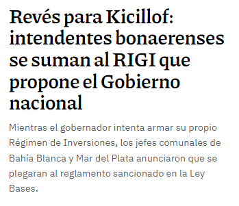 RAMIROMARRA's tweet photo. CHAU Kicillof, ni los tuyos te apoyan con el RIGI Comunista. El RIGI propuesto en la Ley Bases es la verdadera herramienta que permitirá a Argentina despegar y volver a ser potencia.

Adherite al RIGI o mira como se va para Río Negro. https://t.co/keA1da0Eh1