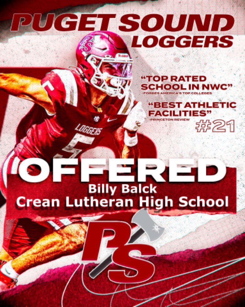 BillyBalck's tweet photo. After a great conversation with @jeffthomas4, I am blessed to have received an offer from the University of Puget Sound! @P_S_football #LoggerUp @CreanFootball https://t.co/G63FGe1HH1