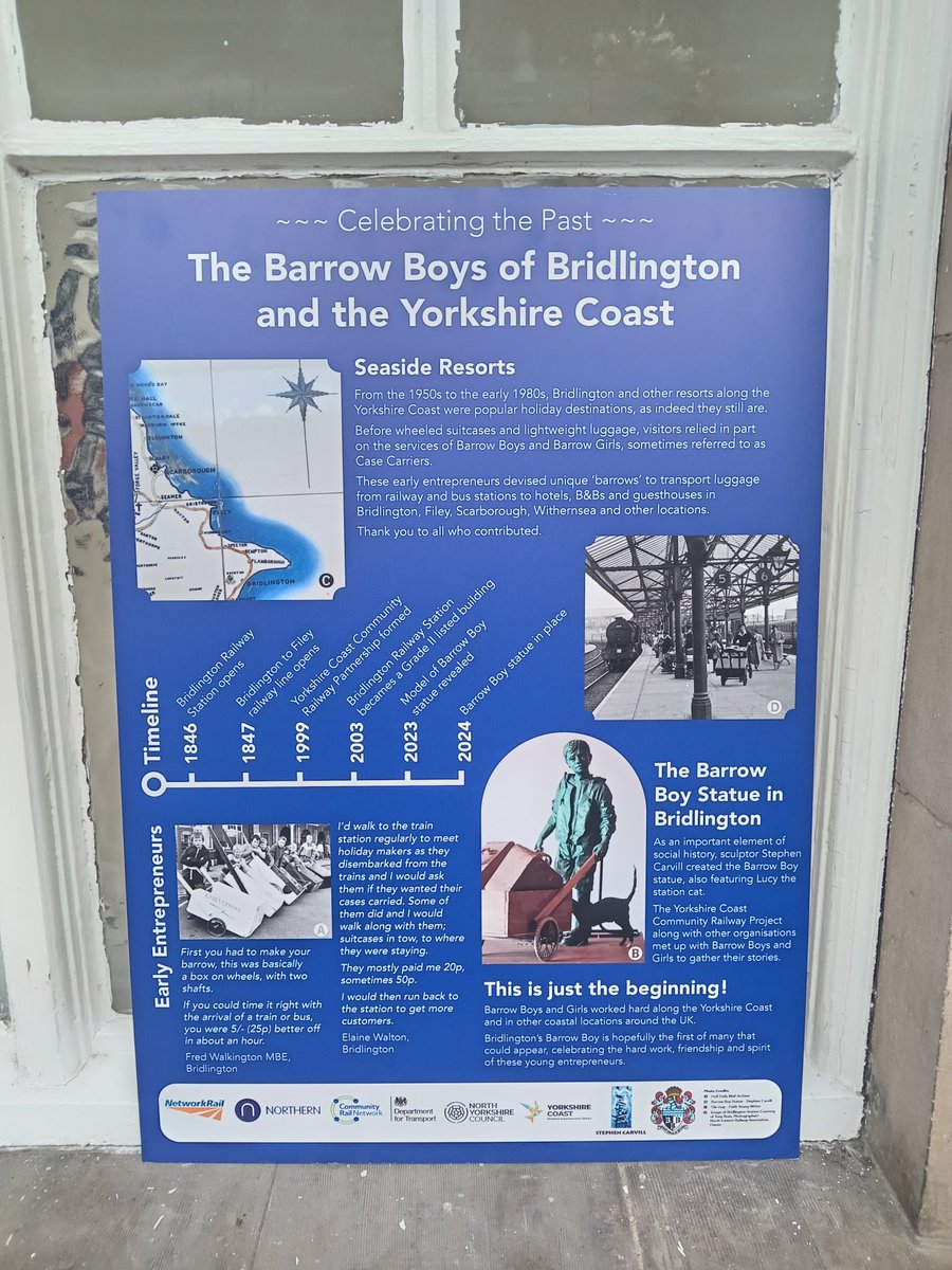 Bridlington Railway station today a very busy place, unveiling of Stephen Carvill's Barrow Boy statue, many former barrow boys and girls came along. 
Thank you to all who attended, those who helped and took part, and to all who have supported this project over the last  2 years.