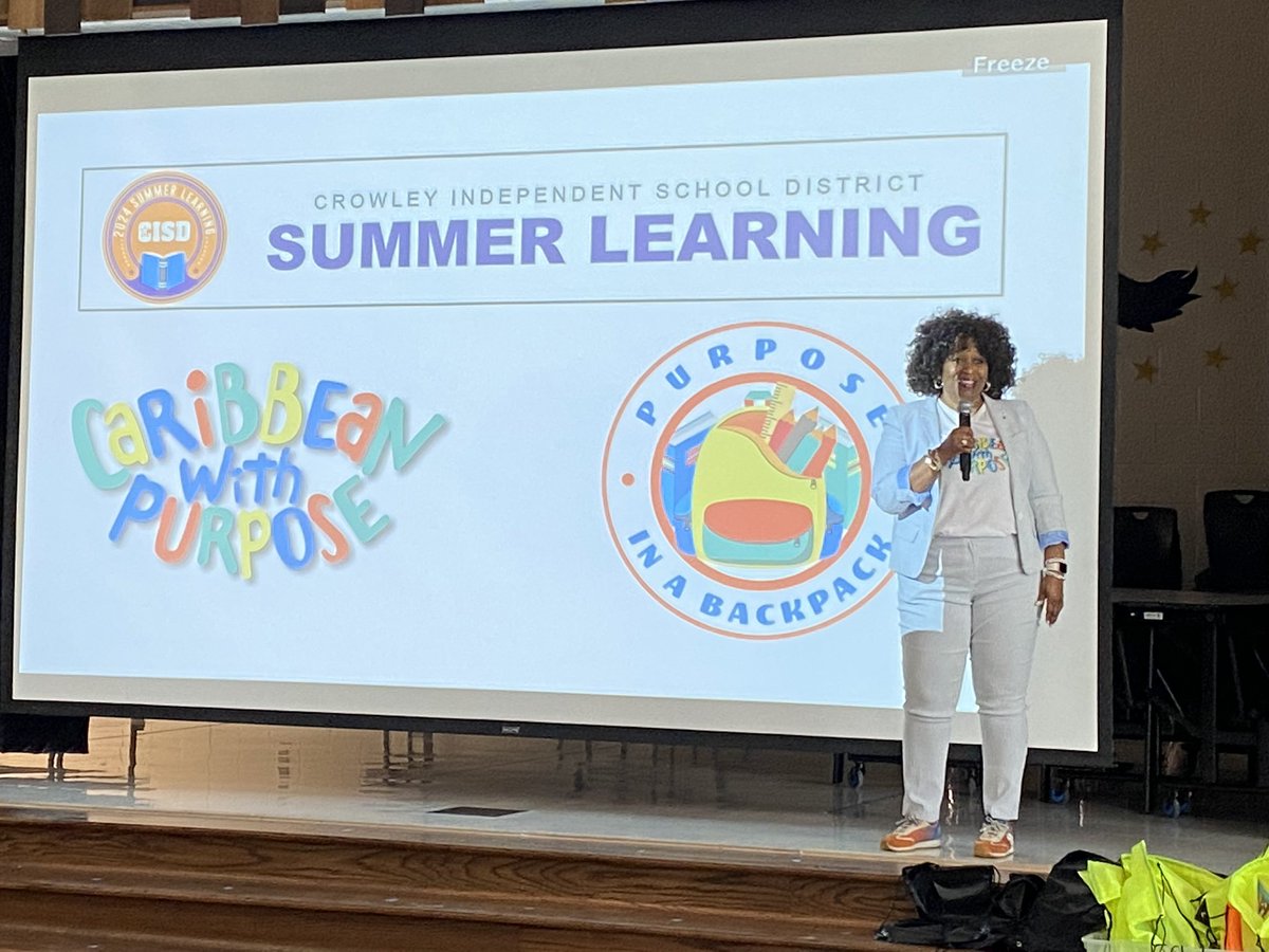 CrowleyISD's tweet photo. ☀️CISD partnered with non-profit Caribbean with Purpose this summer to offer the Purpose in a Backpack🎒program to help prevent summer learning loss! In partnership with the organization, the CISD Curriculum &amp; Instruction team also volunteered at the Scholastic Book Warehouse! 📕 https://t.co/vyrHCdUfrk