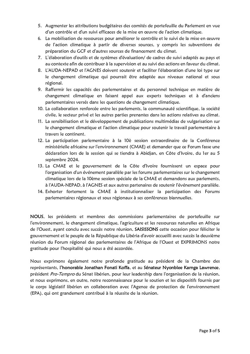 AGNESAfrica1's tweet photo. COMMUNIQUÉ
LA DEUXIÈME RÉUNION DU FORUM DES PARLEMENTAIRES DE L’AFRIQUE DE L’OUEST SUR LE CHANGEMENT CIMATIQUE
https://t.co/NsldGq1oWV https://t.co/UgynNGsWak