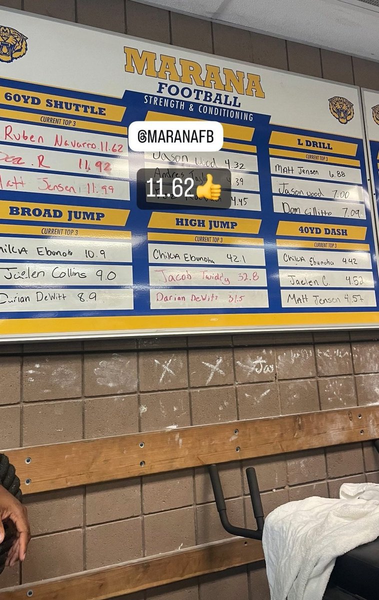 Got on the board!! Broke the marana football all-time record for the 60-yd shuttle.