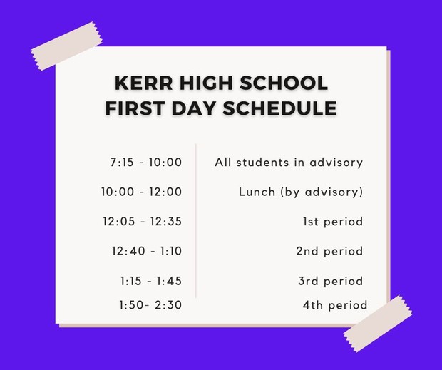The 2024-25 school year starts Monday, Aug. 12, with advisory in the morning and four short classes in the afternoon. Students will attend a first-day session, check access to digital resources, sign up for smart tags/ids, and get to know their advisory group. #TigersSolveIt